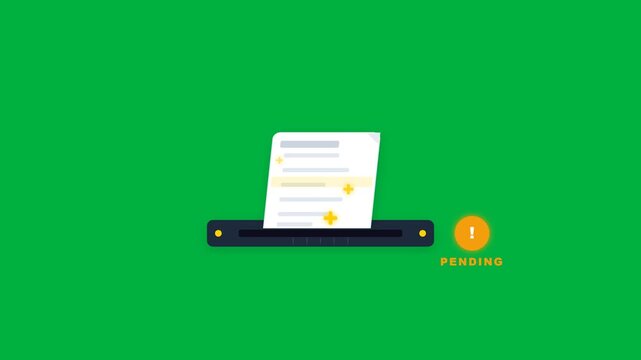 Animated document entering processing slot with pending notification