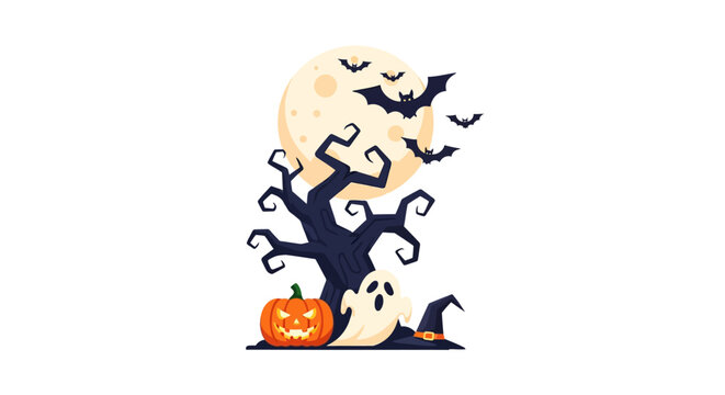 Halloween pumpkin and ghost decoration.