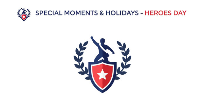 Heroes Day Emblem with Laurel Wreath.