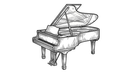 Hand-drawn Grand Piano Illustration © afgan