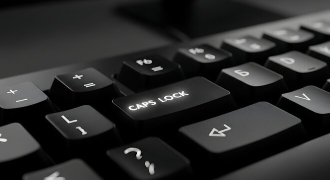 Keyboard caps lock key close up
