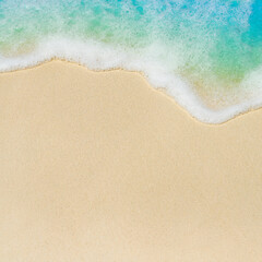 sandy beach on the shore of a tropical island under the foaming waves of a turquoise ocean © dmitr1ch