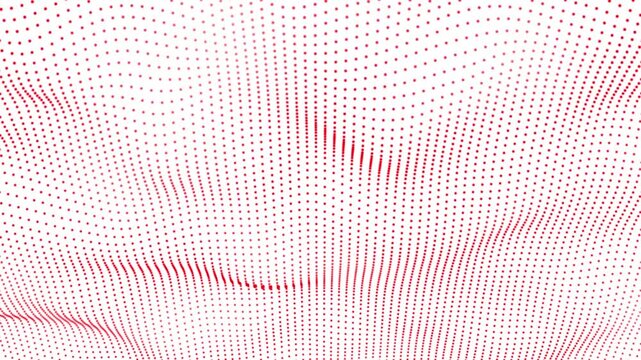 Red color digital dot wave on the white background animation.