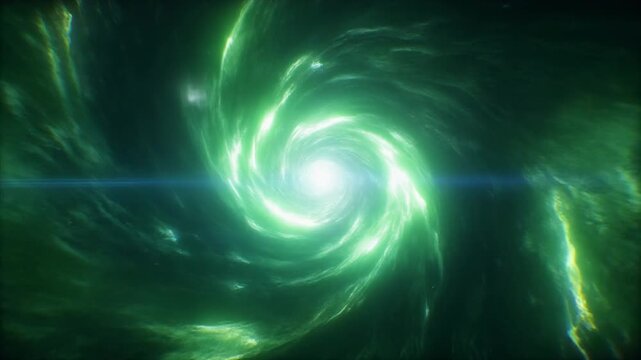 Glowing magical portal glowing brighter in emerald green