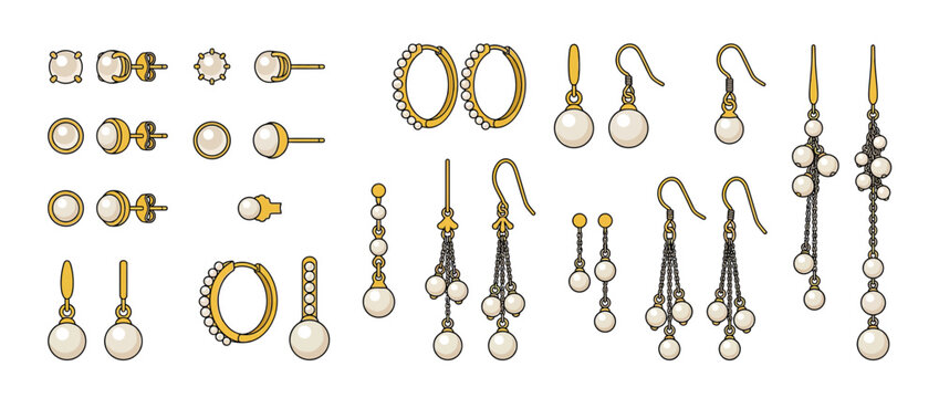 Elegant Pearl Earring Collection Illustration