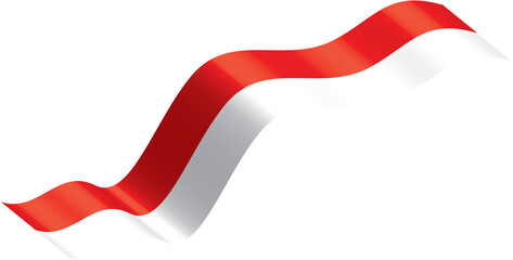 Wavy Indonesian flag red and white ribbon isolated © cawisstudio