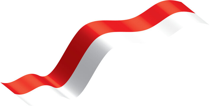 Wavy Indonesian flag red and white ribbon isolated