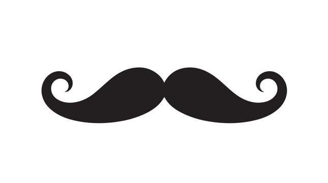 Simple vector art of a vintage gentleman mustache silhouette, designed as a stylish icon and logo with bold curves, classic elegance, and timeless appeal.