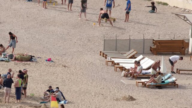 Crowded Mediterranean Beach with Tourists Sunbathing and Relaxing in Cassis