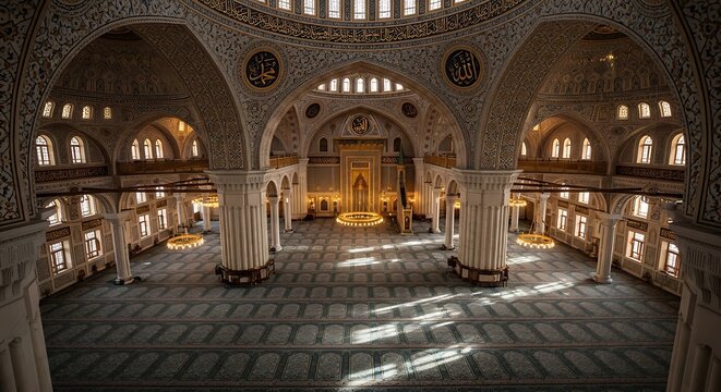 Interior view of merkez kulliye mosque in ankara turkey