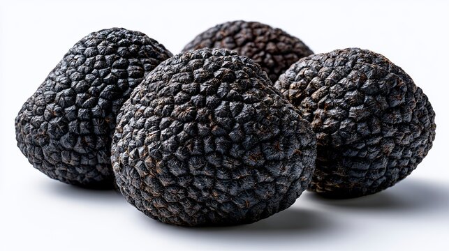 Close up Macro View Of Triple Blackberries On White Background.