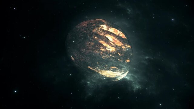 Cosmic horizon fictional marvel space background with glowing supernova and alien galaxy dust in 4K Ultra HD footage.
