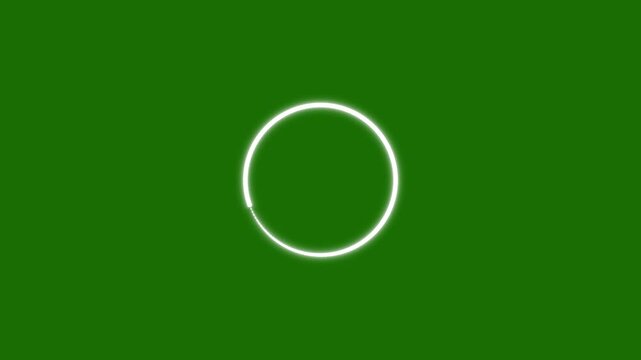Glowing white neon circle loading line animated ring green screen loop hud tech progress bar minimal buffering indicator motion graphic overlay video 4k chroma key interface status digital element