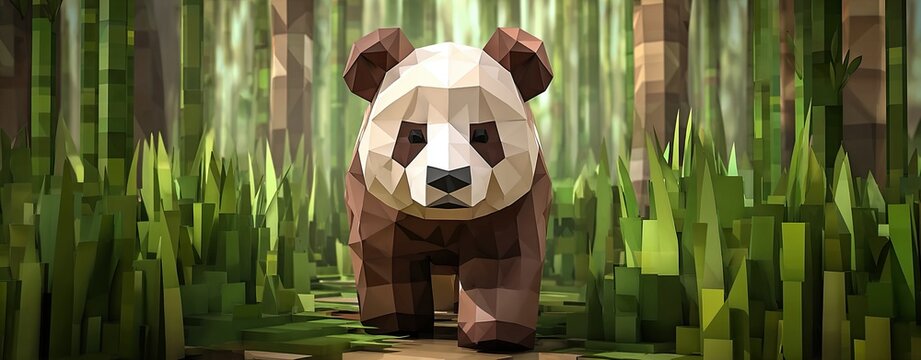 Calm Panda in Pixel Art Style
