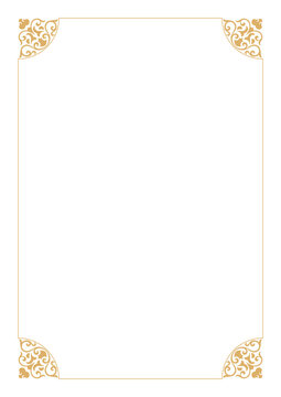 Gold frame with outer corner decorations and vintage scrollwork lines.