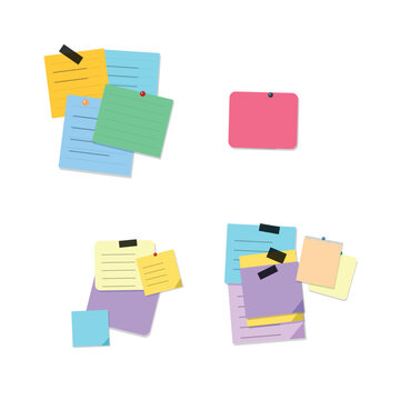 Assorted colorful sticky notes and adhesive paper memo set with adhesive reminder stationery