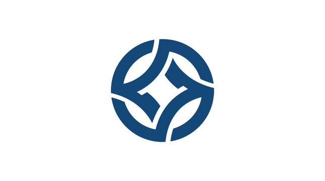 Abstract circular geometric blue logo symbol.