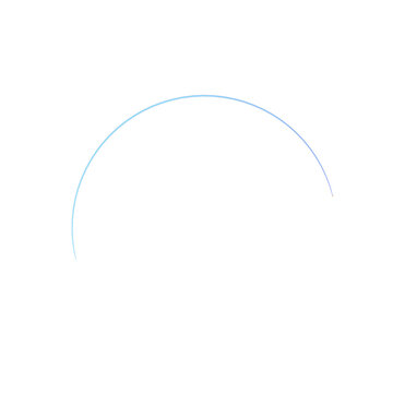 Neon blue arc isolated on transparent background glowing curve. png file