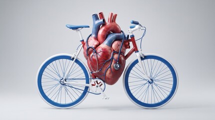 Obraz premium Anatomical human heart as a bicycle isolated on white background