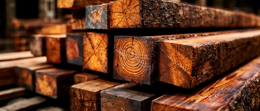 Wood lumber timber wooden board pine stack industrial log grain texture rustic workshop sawmill storage