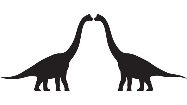 Brachiosaurus dinosaur silhouette vector, long neck sauropod prehistoric animal profile, black minimalist dinosaur icons on white background