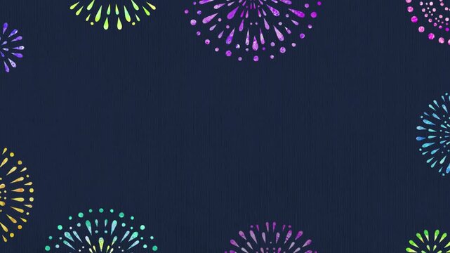 華やかな打上花火のフレーム　打上花火のアニメーション動画