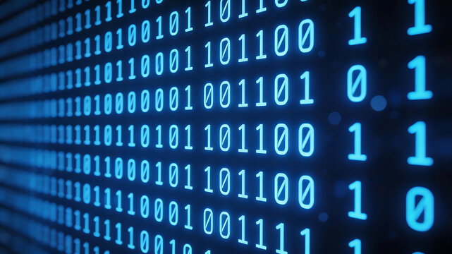 Binary code pattern on digital screen