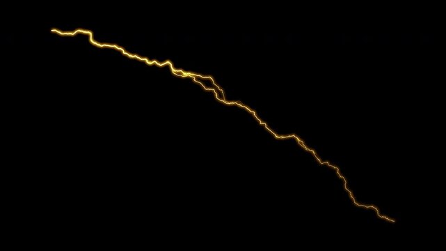 Golden Thunderbolt Strike with Electric Energy Glow, Storm VFX Effect, Seamless Loop Animation. 4K VIdeo