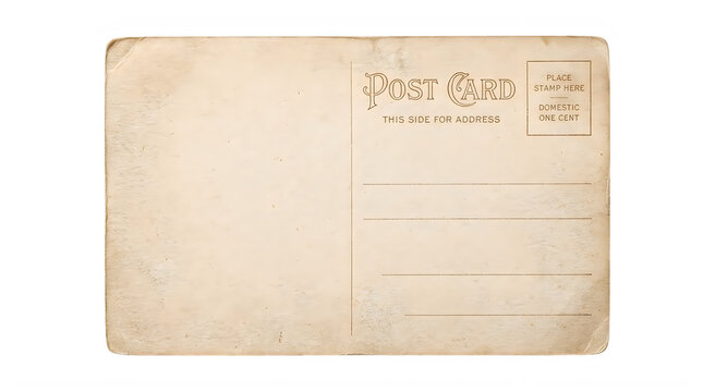 Vintage postcard back with address lines and stamp area sepia toned