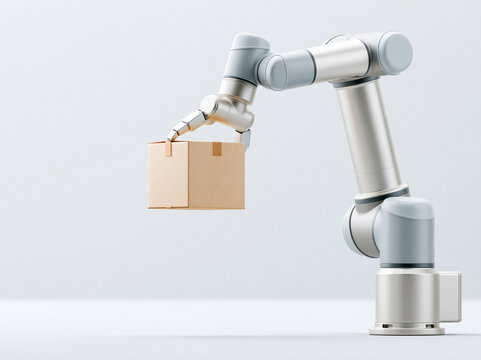 ピックアンドプレース作業を行う産業用ロボットアーム
