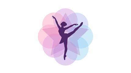 Ballet Dancer Silhouette Performing Arabesque with Star and Circles © Hape