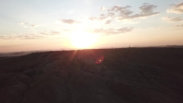 Aerial view of Domboshawa Mountain in Harare, Zimbabwe at sunset
