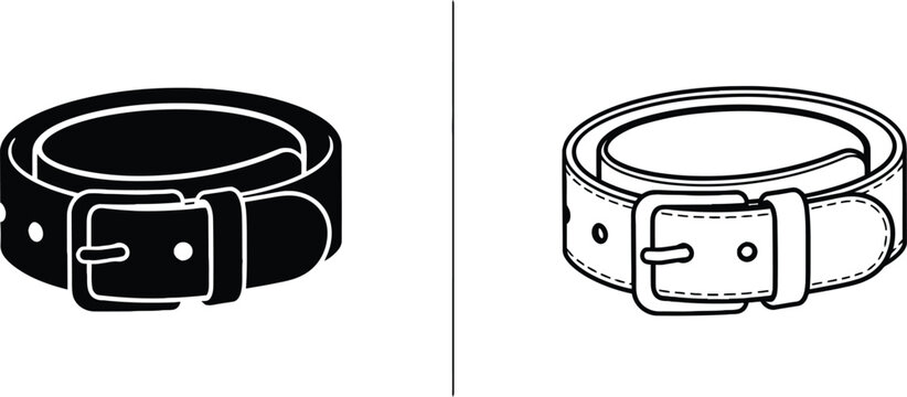 Belt with a Buckle Shown in Two Different Styles, One Black and One Brown, Illustrating Design Variations