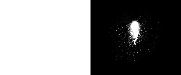White spray paint texture on black background, urban graffiti splatter effect, grainy aerosol drip element for street art design and grunge overlays © Mehnaz