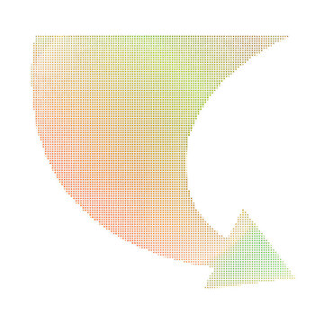 Abstract crescent shape made of colorful dots