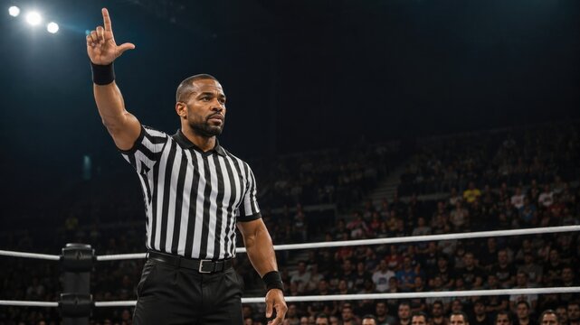 Wrestling Referee Making Stop Signal