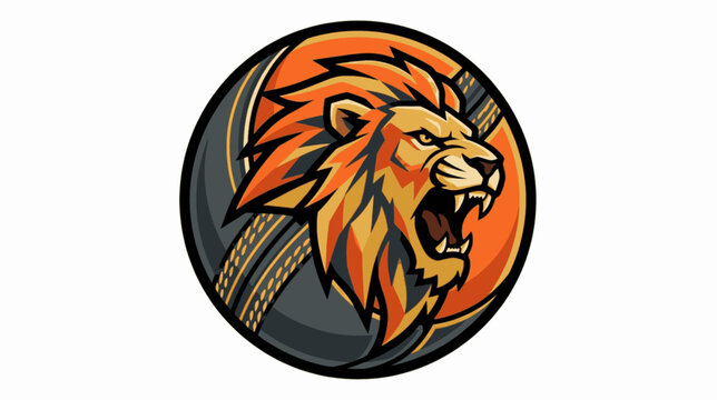 Isolated African Roaring Lion Cricket Ball World Cup Mascot Vector Logo, "Created with AI assistance and manually refined."