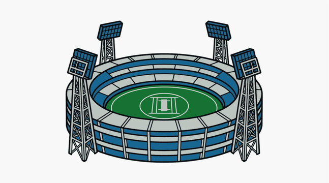 Isolated Modern Cricket Stadium Wanderers Johannesburg Venue Vector Icon, "Created with AI assistance and manually refined."