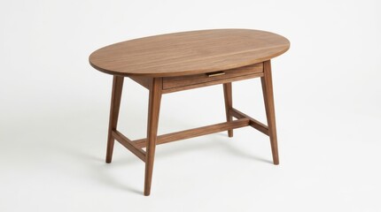 Fototapeta premium Rustic wooden side table with oval top and drawer furniture interior