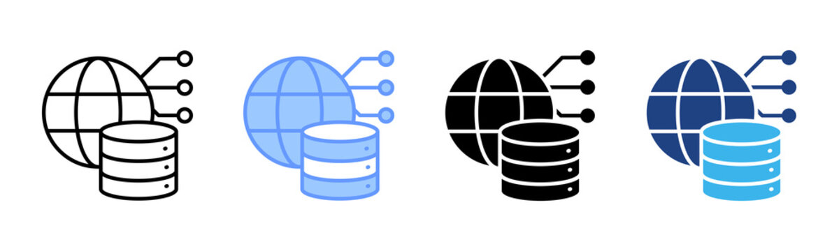 Data Networks icon set multiple style collection