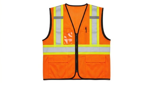 High visibility safety vest with reflective strips, reflective