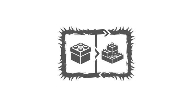 Building blocks comparison icon, construction concept, change, development, process