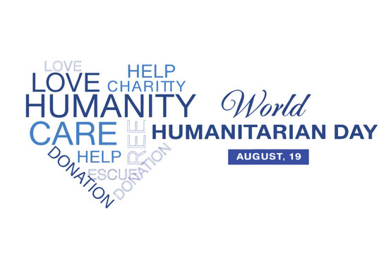 World Humanitarian Day typographic word cloud design with August 19 date