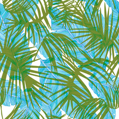 Abstract foliage seamless tropical pattern © AineGing