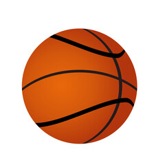 Vector illustration of a classic orange basketball ball with black lines. Clean flat cartoon style graphic design element, isolated on a white background. © Artit
