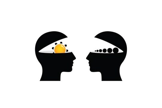 Black mind exchange brainstorm concept two head silhouettes design high resolution picture