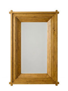 Wooden rectangular frame with tenon and mortise joints on transparent background