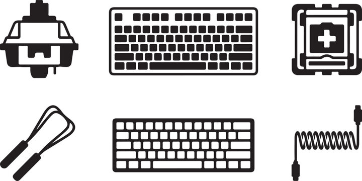 Flat icons set of computer accessories and devices Vector