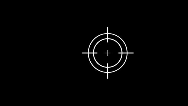 Scanning moving target shape with alpha channel, Target, Aim, Goal icons.Business target concept. Military training, Military target icon animation on black background
