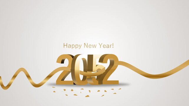 3D gold text Happy New Year 2052 with elegant ribbon and confetti on a clean light background, perfect for festive holiday greeting cards, social media posts, and celebration invitations.